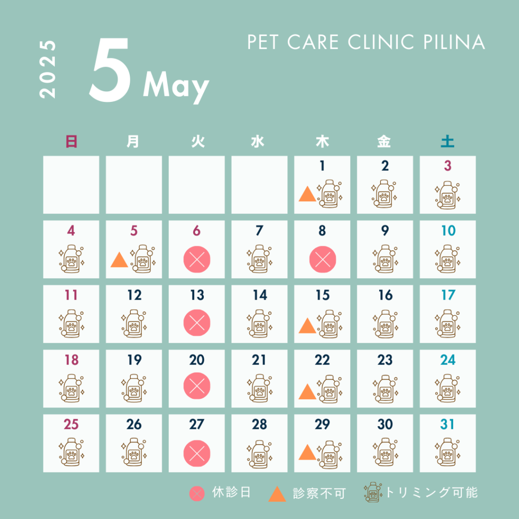 5月診療スケジュールのお知らせ